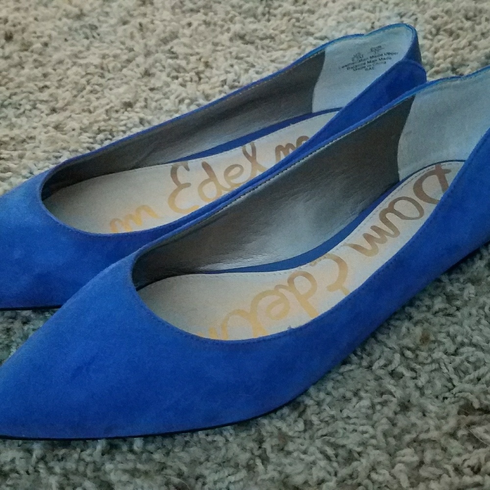 SAM EDELMAN blue suede flat shoes